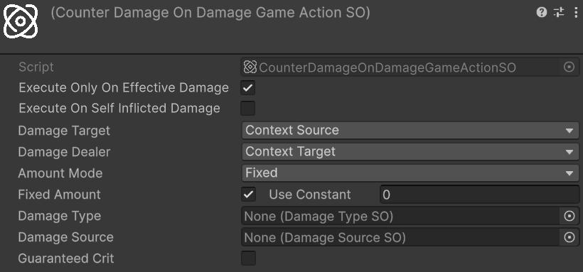 Counter Damage Game Action inspector