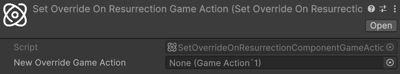 Set Override On Resurrection Game Action inspector