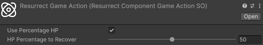 Resurrect Game Action inspector