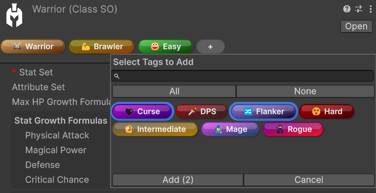 GameTag add popup with search and multi-selection