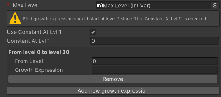 Add level growth formula