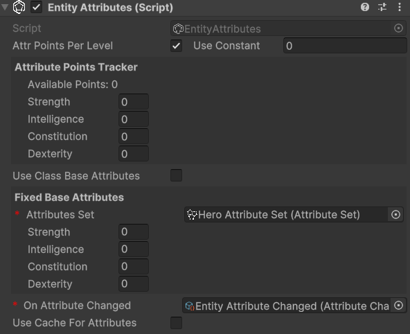 Entity Attributes with fixed base attributes AttributeSet